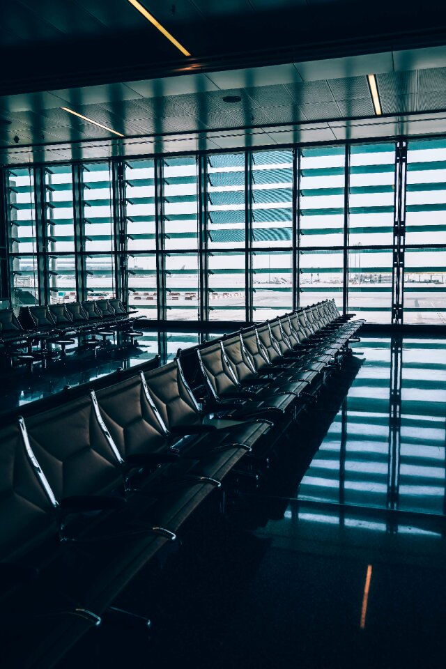 Airport bench waiting