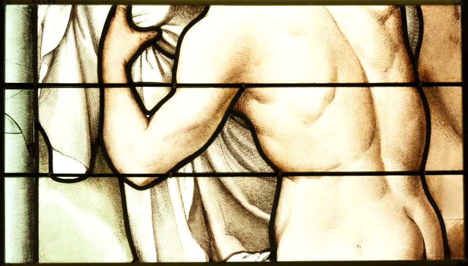Saint-Chapelle de Vincennes - Baie 5 - Torse d'un saint (bgw17 1010)