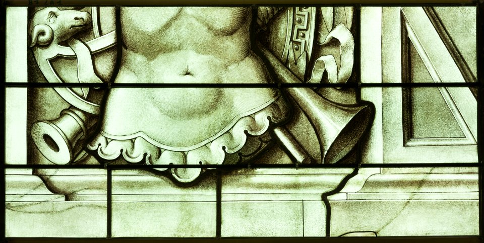 Saint-Chapelle de Vincennes - Baie 5 - Trophée d'armes (détail) (bgw17 1029)