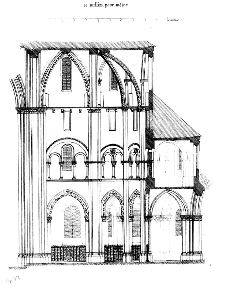 Saint-Germer-de-Fly (60), abbatiale, coupe longitudinale de l'abside