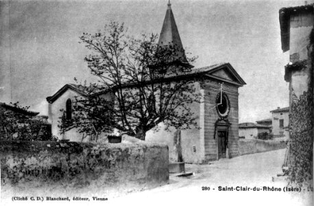 Saint-Clair-du-Rhone, l'église en 1906, p194 de L'Isère les 533 communes - cliché C D, Blanchard édit, Vienne photo