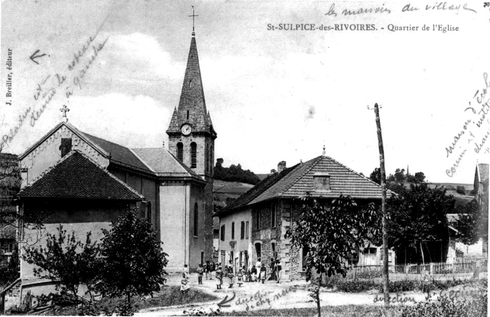 Saint-Sulpice-des-Rivoires quartier de l'église, 1908, p230 de L'Isère les 533 communes