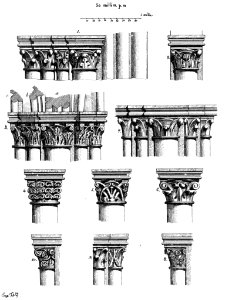 Saint-Germer-de-Fly (60), abbatiale, chapiteaux des piles composées et des grandes arcades