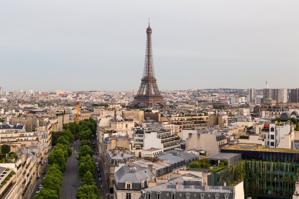 Paris eiffel tower the view from the arc de triomphe