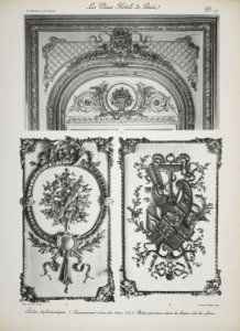Salon diplomatique. 1. Couronnement d'une des baies. 2 & 3. Petits panneaux situs de chaque côté des glaces (jlpw15 0743)