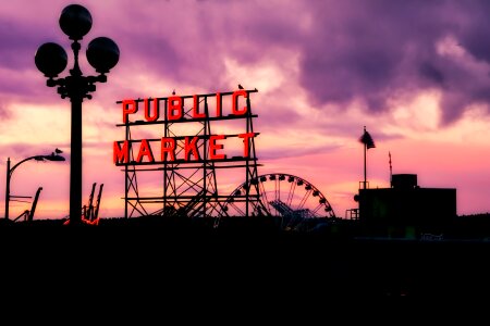 Urban silhouettes ferris wheel photo