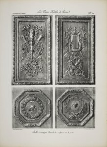 Salle à manger. Détails des sculptures de la porte (jlpw15 0760)