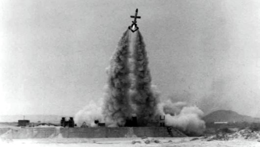 SAM-N-2 Lark missile is launched at the Naval Air Materiel Test Center Point Mugu, circa in 1949 (USN 400916)