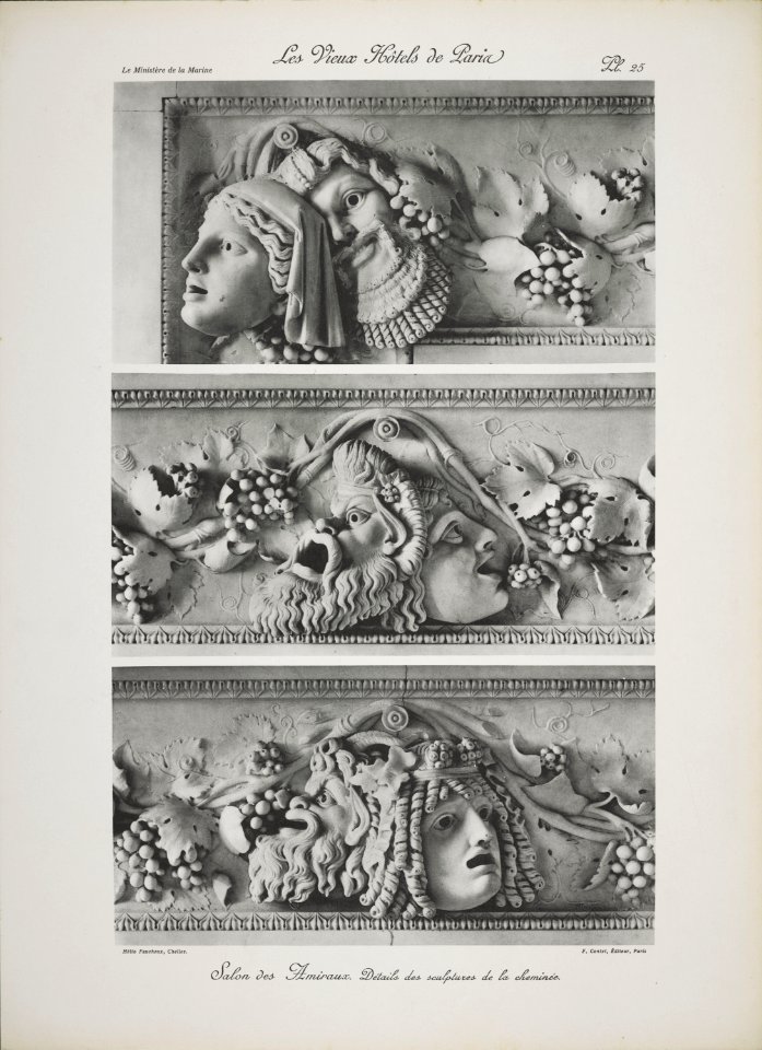 Salon des Amiraux. Détails des sculptures de la cheminée (jlpw15 0751)