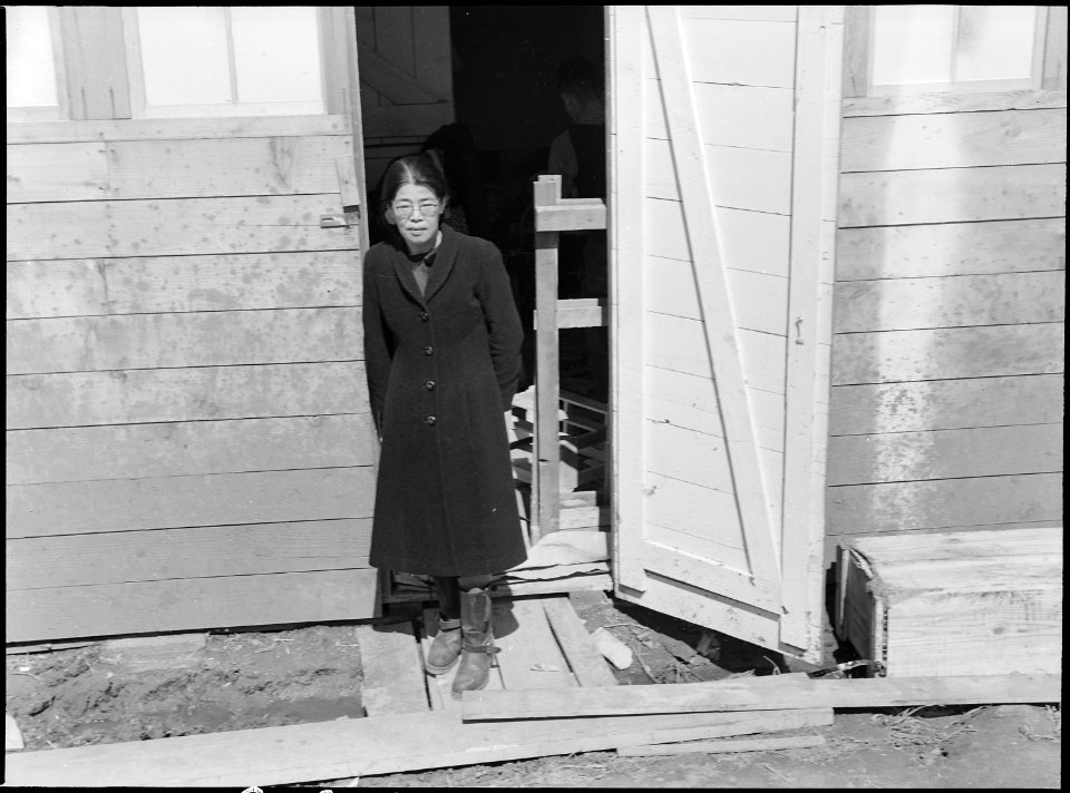 San Bruno, California. A Japanese woman, just evacuated who arrived this morning, is shown at the d . . . - NARA - 537672