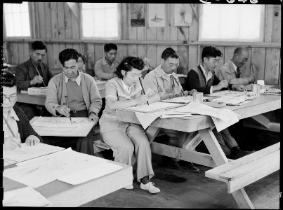 San Bruno, California. An art school has been established at this Assembly center with a well train . . . - NARA - 537946