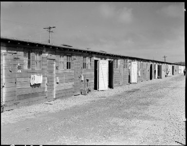 San Bruno, California. Shown here is one type of barracks for family use. These were formerly the . . . - NARA - 537923