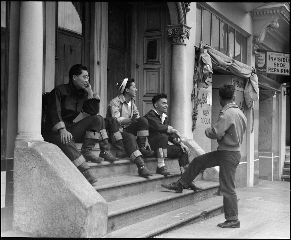 San Francisco, California (Buchanan Street). High School boys of Japanese ancestry in the Japanese . . . - NARA - 537604