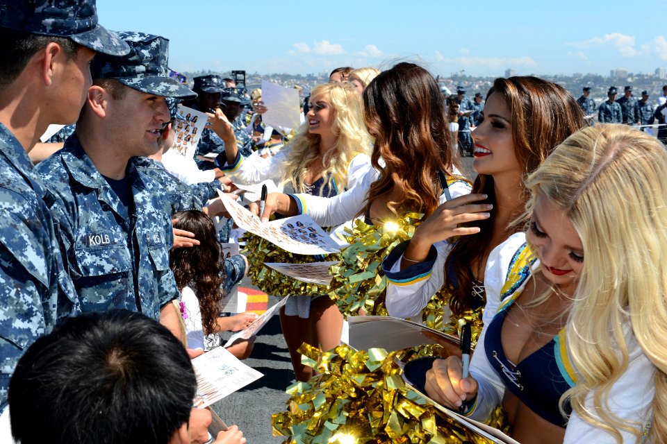 San Diego Chargers visit USS Ronald Reagan 130828-N-UK306-260