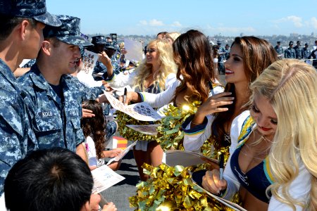 San Diego Chargers visit USS Ronald Reagan 130828-N-UK306-260