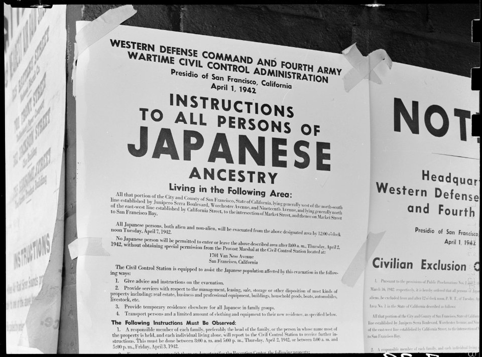 San Francisco, California. Exclusion Order posted at First and Front Streets directing removal of p . . . - NARA - 536017