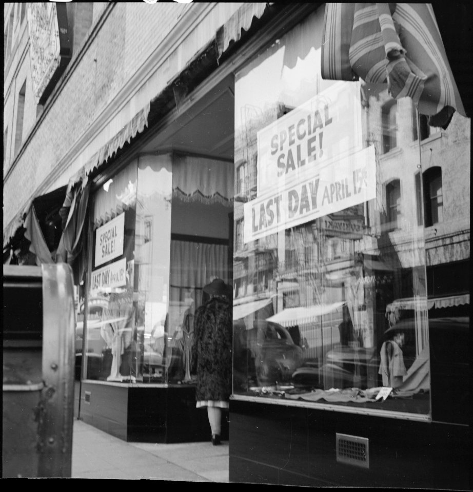 San Francisco, California. A close-out sale- prior to evacuation- at store operated by proprietor o . . . - NARA - 536472 photo