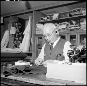 San Francisco, California. Mr. Tatsuno pictured in his San Francisco drygoods store prior to evacua . . . - NARA - 536040