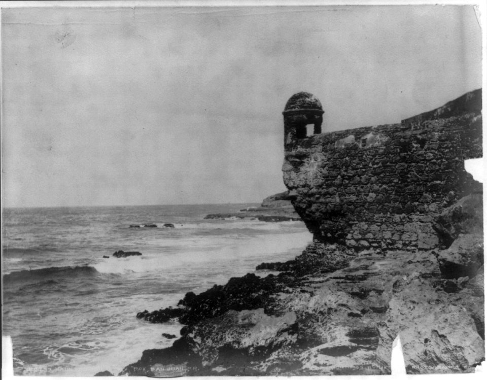 San Juan, Puerto Rico, and vicinity, 1901-1903- stone sentry box overlooking water LCCN2006675630