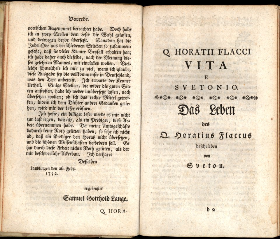 Samuel Gotthold Lange, Horaz (1752), xviii-xix