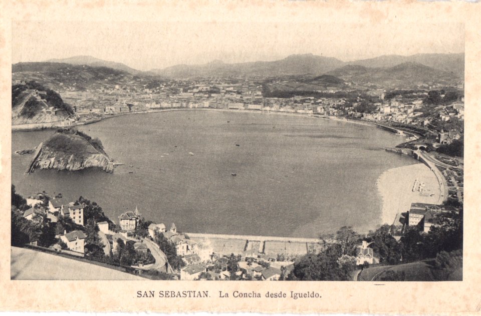 San Sebastian, Espanha, inicio do Séc. XX, La Concha desde Igueldo, Arquivo de Villa Maria, Angra do Heroísmo, Açores.