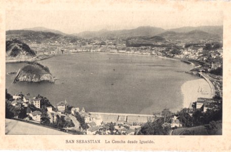 San Sebastian, Espanha, inicio do Séc. XX, La Concha desde Igueldo, Arquivo de Villa Maria, Angra do Heroísmo, Açores.