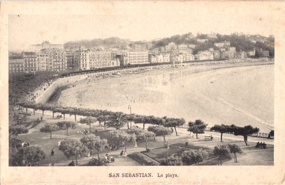 San Sebastian, Espanha, inicio do Séc. XX, La playa, Arquivo de Villa Maria, Angra do Heroísmo, Açores.