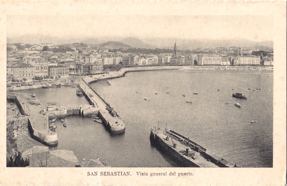 San Sebastian, Espanha, inicio do Séc. XX, vista general del Puerto, Arquivo de Villa Maria, Angra do Heroísmo, Açores.