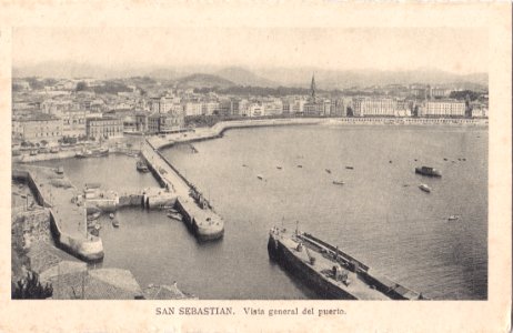 San Sebastian, Espanha, inicio do Séc. XX, vista general del Puerto, Arquivo de Villa Maria, Angra do Heroísmo, Açores.