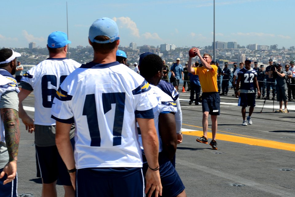 San Diego Chargers visit USS Ronald Reagan 130828-N-UK306-234