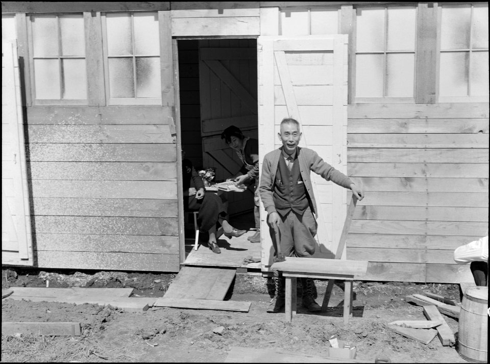 San Bruno, Calfiornia. This assembly center has been opened for two days. Busload after busload of . . . - NARA - 537674