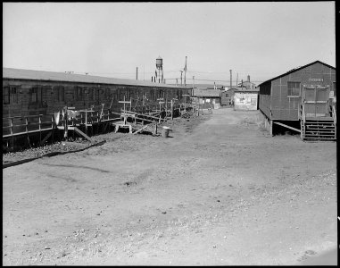 San Bruno, California. Another view of barracks at the Tanforan Assembly center, after approximatel . . . - NARA - 537920
