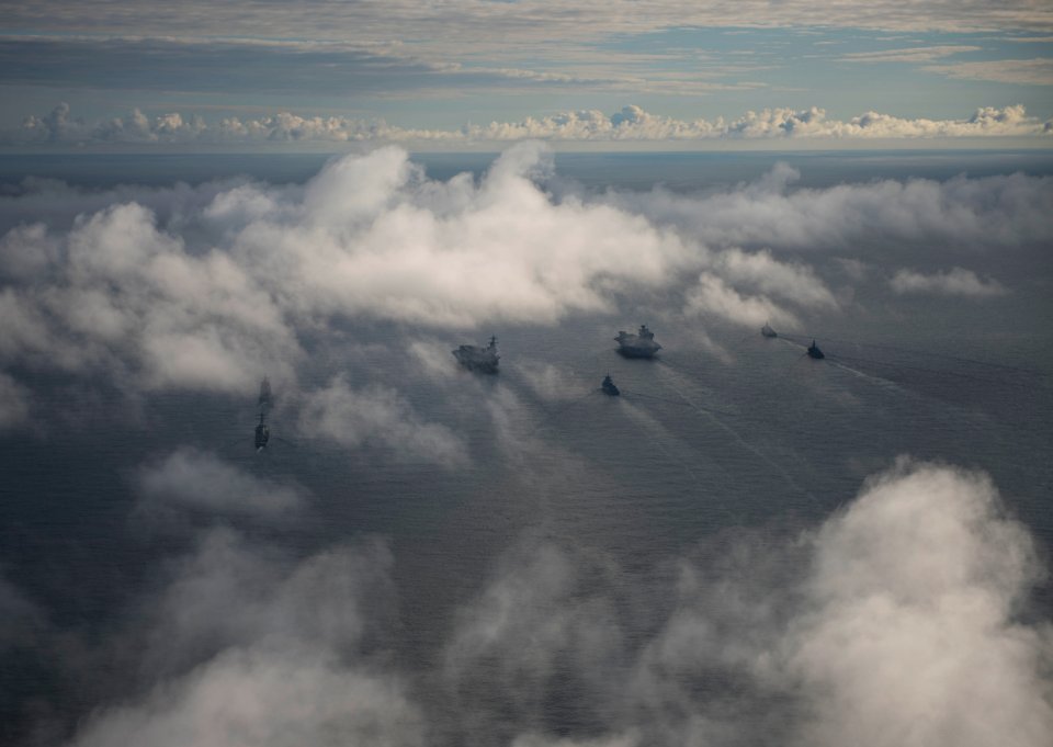 Saxon Warrior is a United States and United Kingdom co-hosted carrier strike group exercise that demonstrates interoperability and capability to respond to crises and deter potential threats. (36311381142)