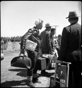 San Bruno, California. Evacuees of Japanese ancestry have just arrived at this Assembly center. Th . . . - NARA - 537496 photo