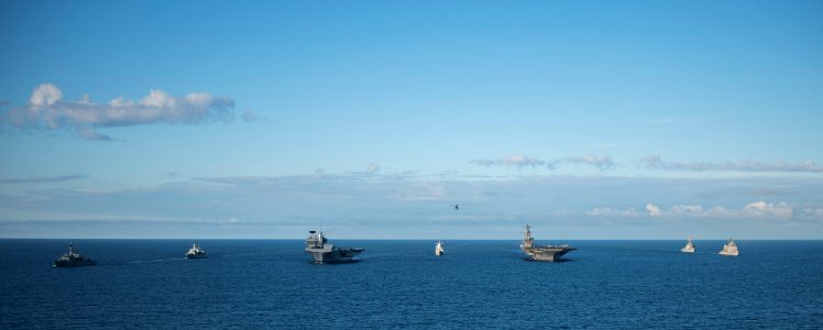 Saxon Warrior is a United States and United Kingdom co-hosted carrier strike group exercise that demonstrates interoperability and capability to respond to crises and deter potential threats. (36276489572)