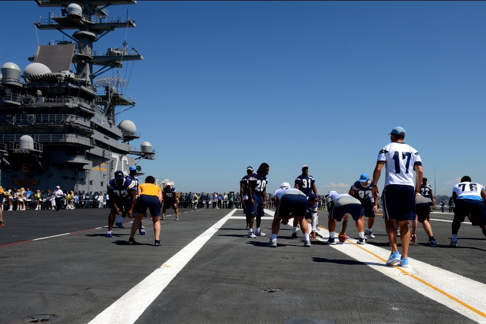 San Diego Chargers visit USS Ronald Reagan 130828-N-UK306-245