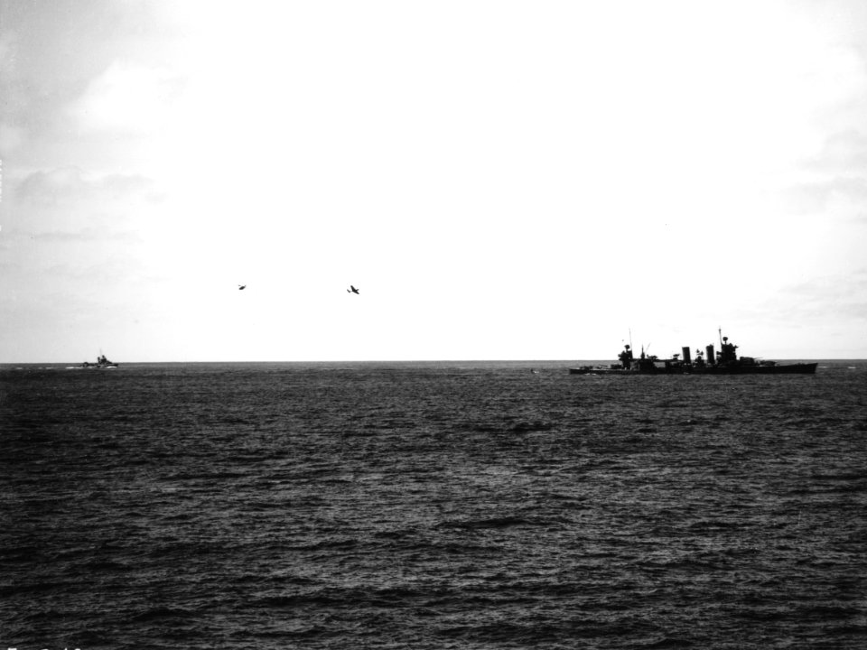 SBD ditiching near USS Astoria (CA-34) at Midway 1942
