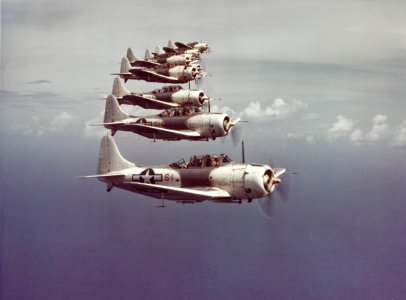 SBD-5s VMS-3 in flight near Virgin Islands