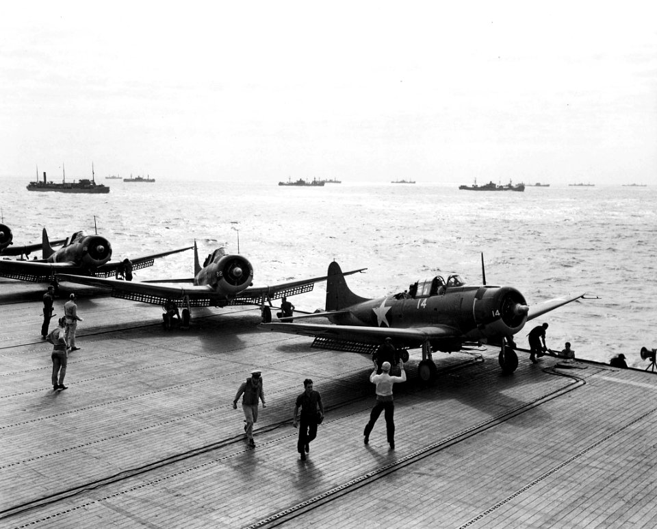 SBDs on USS Santee 1942-43