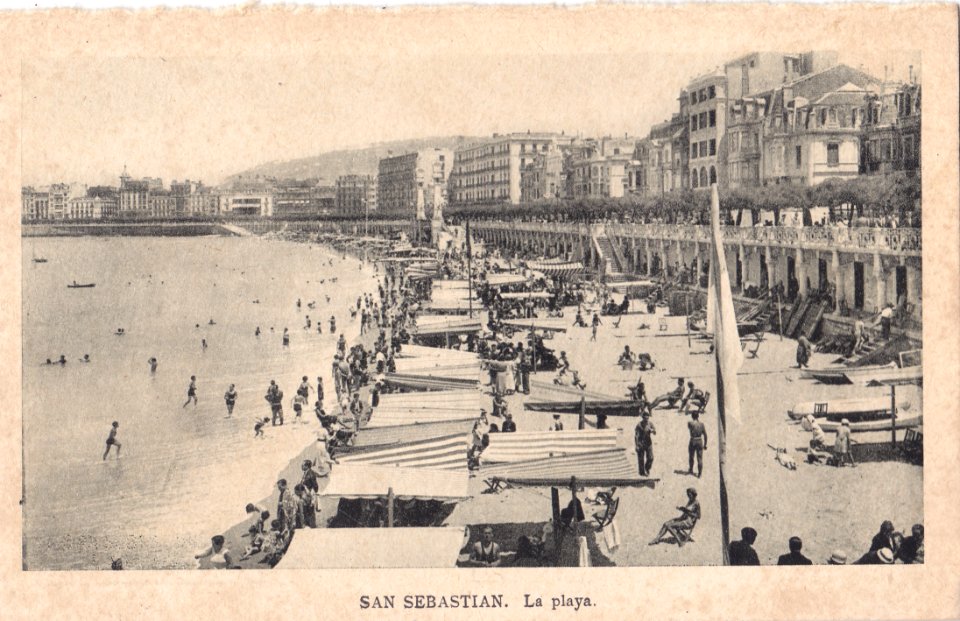 San Sebastian, Espanha, inicio do Séc. XX, La Playa 2, Arquivo de Villa Maria, Angra do Heroísmo, Açores.