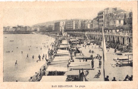 San Sebastian, Espanha, inicio do Séc. XX, La Playa 2, Arquivo de Villa Maria, Angra do Heroísmo, Açores.
