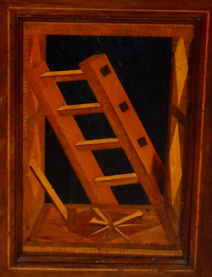 Scala intarsiata su banco del coro di San Domenico