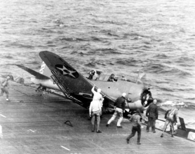 SBD crash USS Enterprise 1942 photo