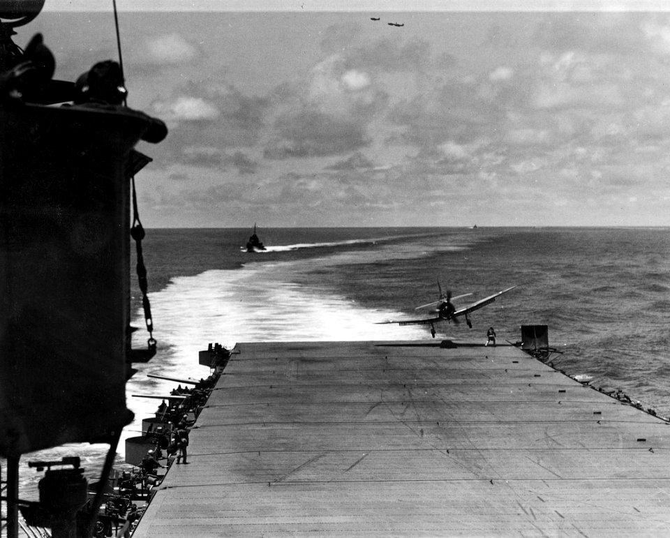 SBD VB-8 over LSO USS Hornet 1942