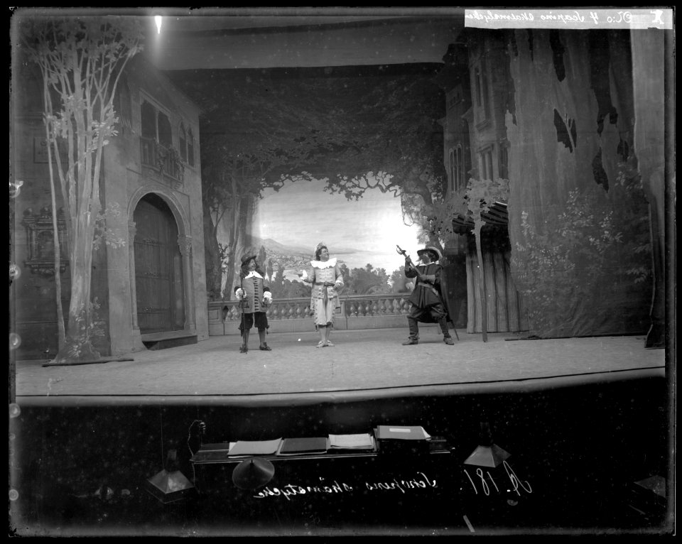 Scapins skälmstycken, Dramatiska teatern 1900. Föreställningsbild - SMV - DrT132