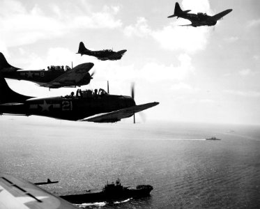 SBDs VB-10 over CV-6 Palau 1944