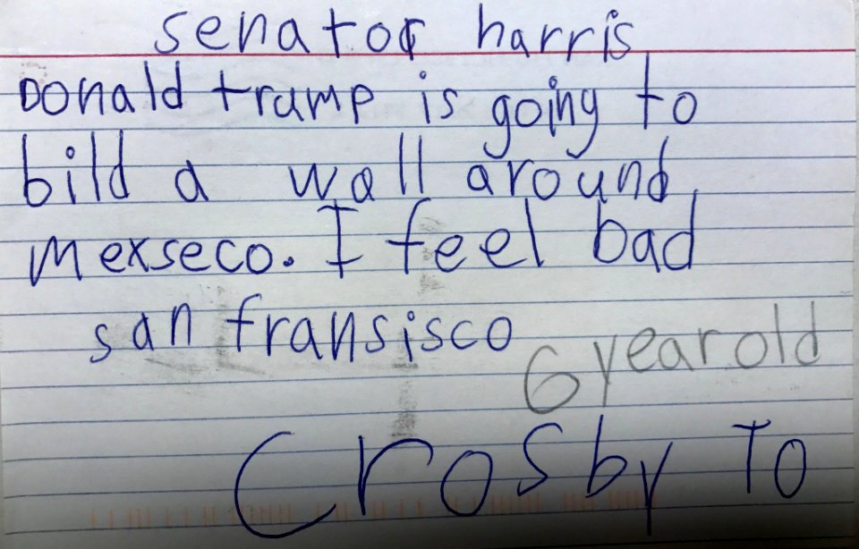 San Fransisco 6 year old's letter to Senator Kamala Harris C-cgN4WXgAAO7aB