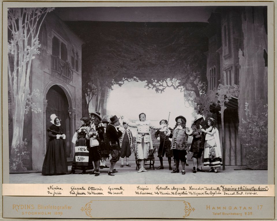 Scapins skälmstycken, Dramatiska teatern 1900. Föreställningsbild - SMV - H12 033