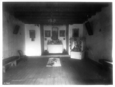 San Mateo, private chapel of Don Manuel Chavez, Laguna, New Mexico, ca.1900 (CHS-4742)