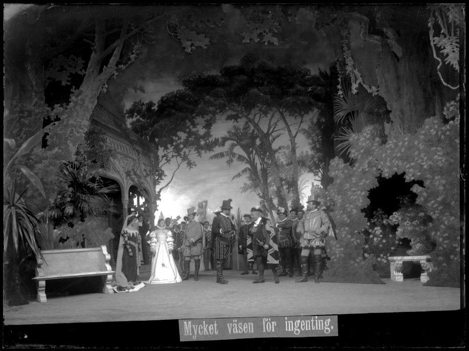 Scene from Mycket väsen för ingenting at Dramaten 1902 - SMV - DrT011